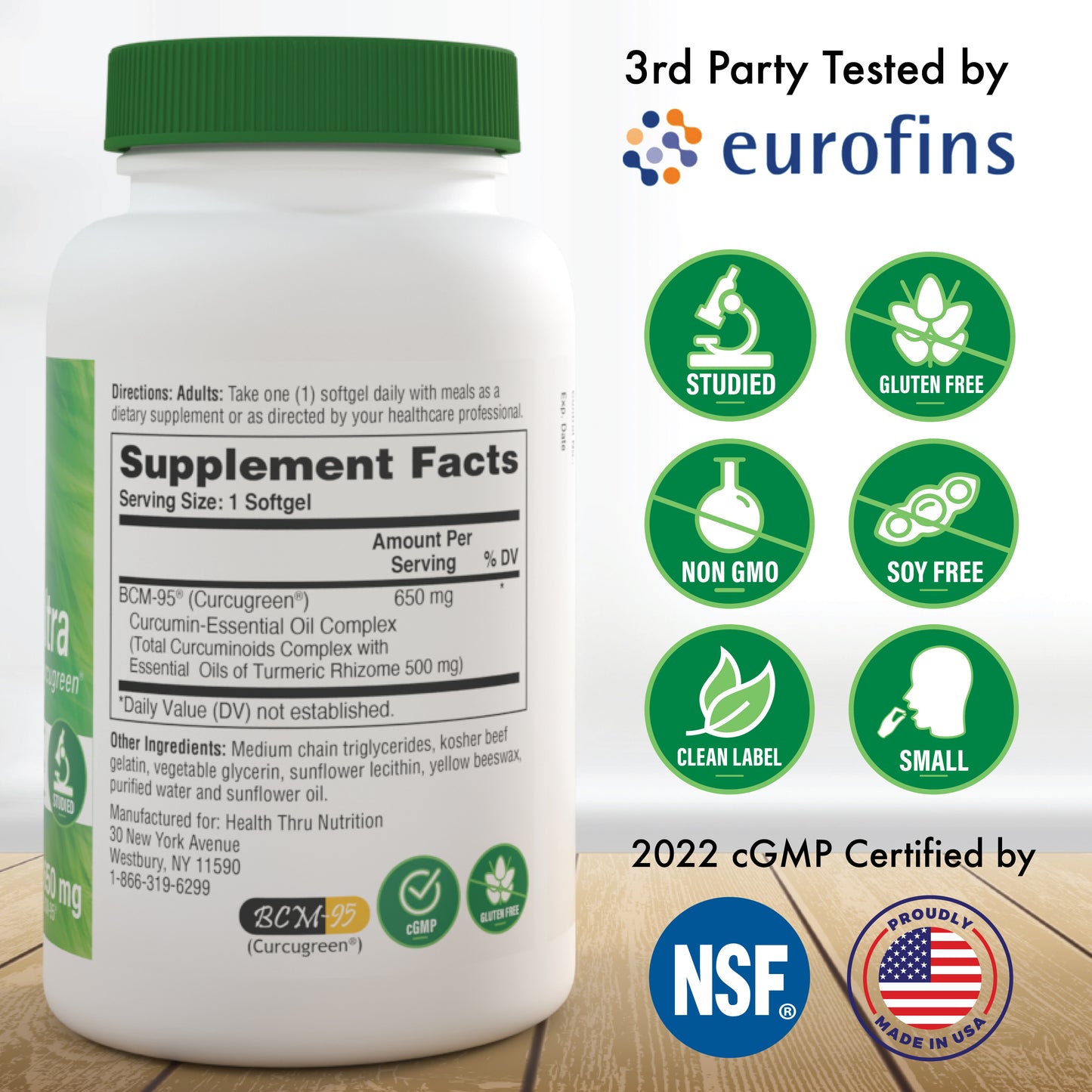 Curcu-Gel® Ultra 650mg BCM-95® Curcugreen® Turmeric Extract