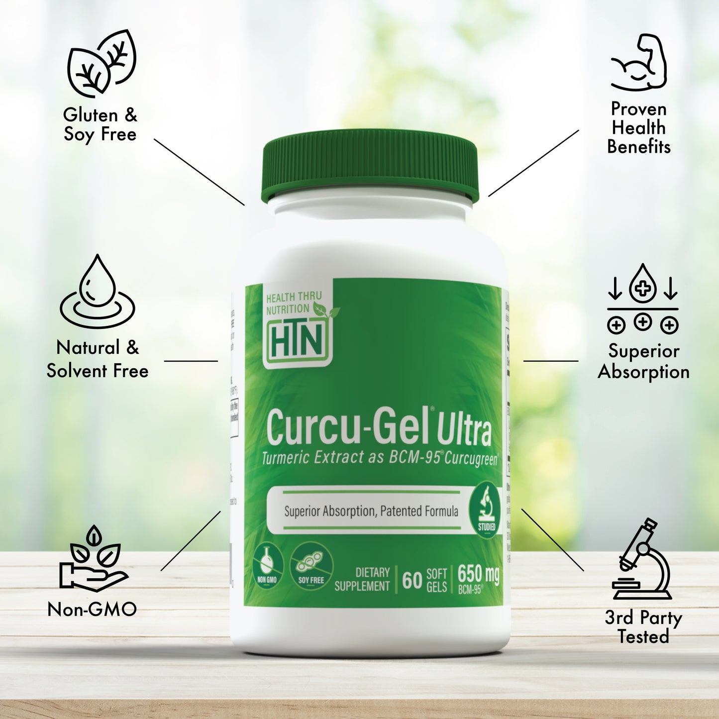 Curcu-Gel® Ultra 650mg BCM-95® Curcugreen® Turmeric Extract