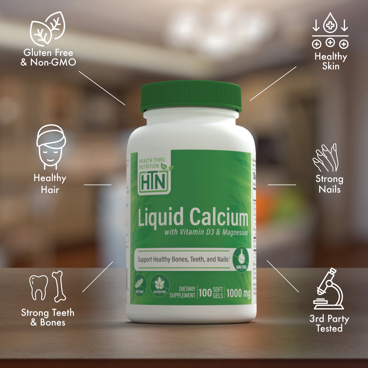 Liquid Calcium & Magnesium with 1000 IU Vitamin D3 100 Softgels