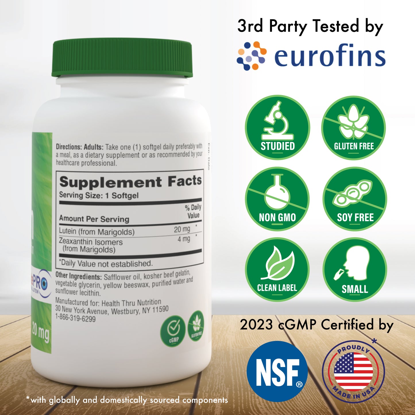 Lutein 20mg with Zeaxanthin 4mg as LutePro®
