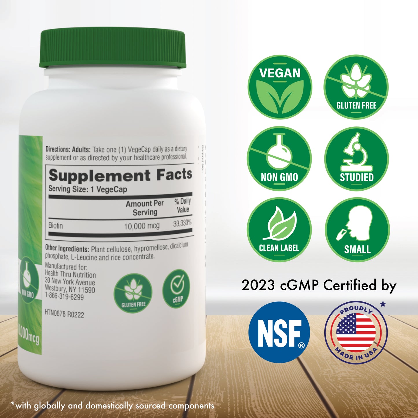 Biotin (Vitamin B7) 10,000mcg 100 Vegecaps