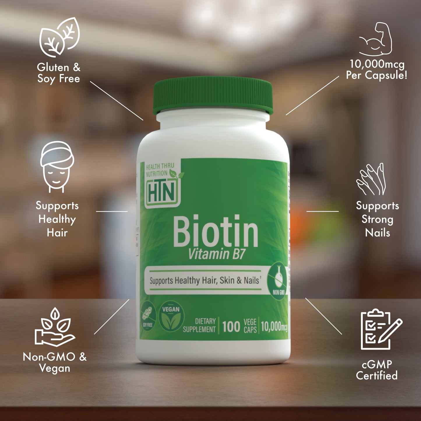 Biotin (Vitamin B7) 10,000mcg 100 Vegecaps