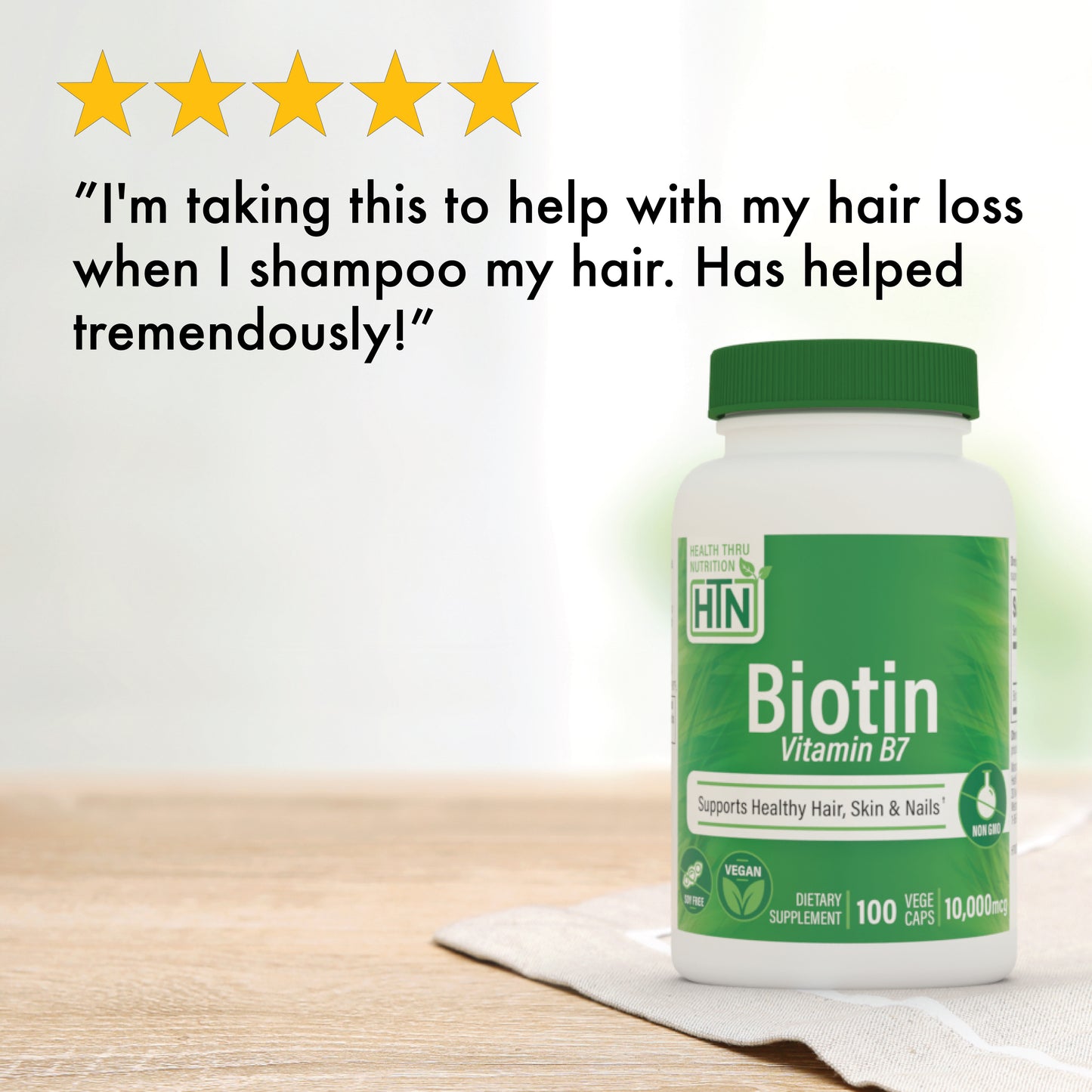 Biotin (Vitamin B7) 10,000mcg 100 Vegecaps