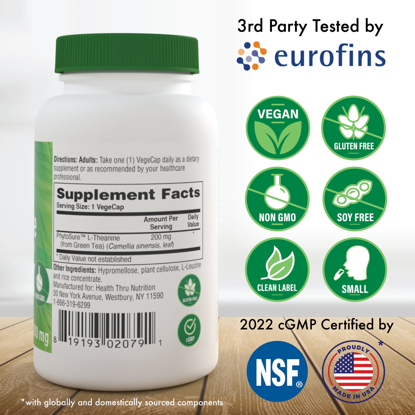 L-Theanine 200mg as Phytosure™ Certified 60 Vegecaps