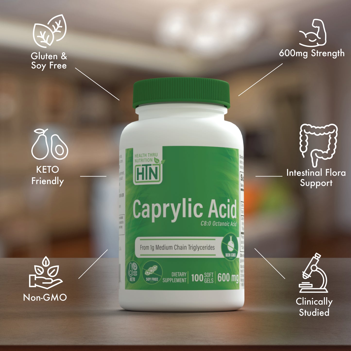 Caprylic Acid C8:0 Octanoic Acid 600mg