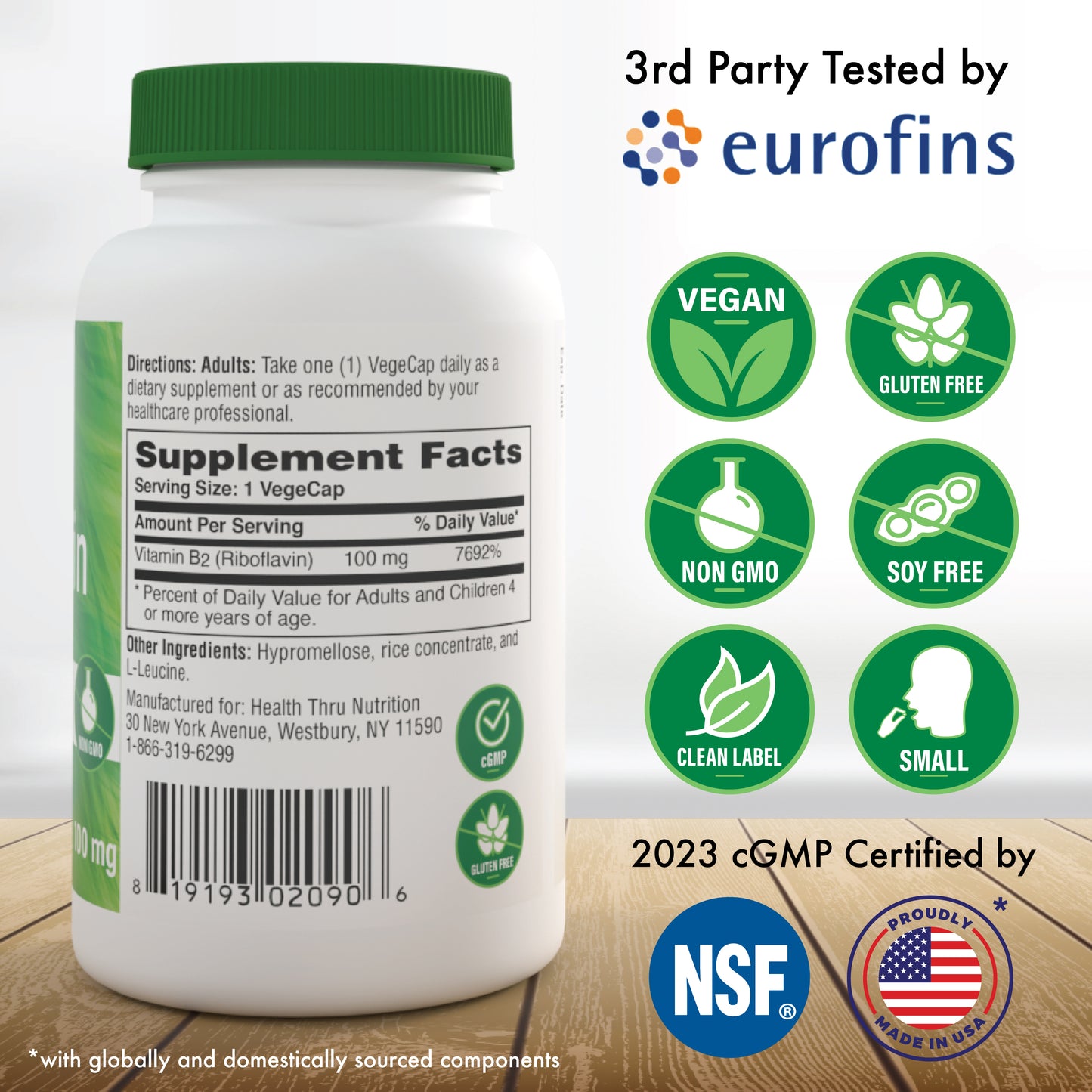 Riboflavin (Vitamin B2) 100mg 100 Vegecaps