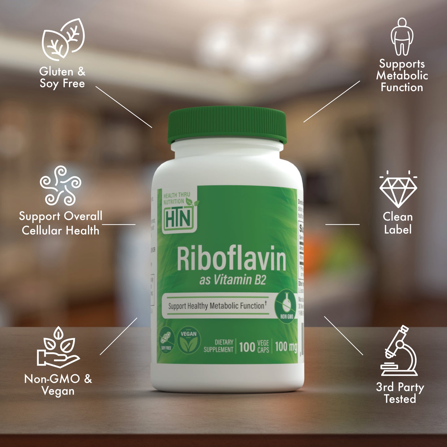 Riboflavin (Vitamin B2) 100mg 100 Vegecaps