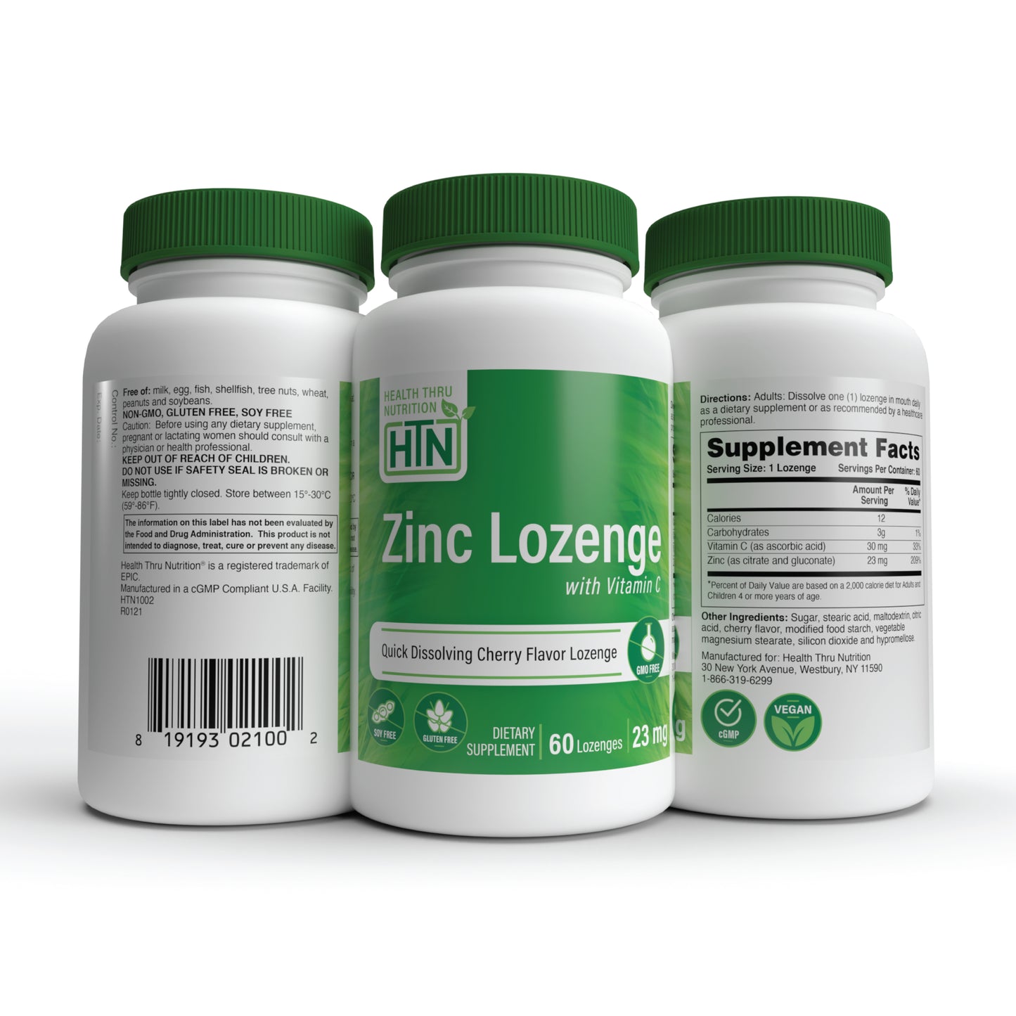 Zinc Lozenge 23mg with Vitamin-C Cherry Flavor 60 Lozenges