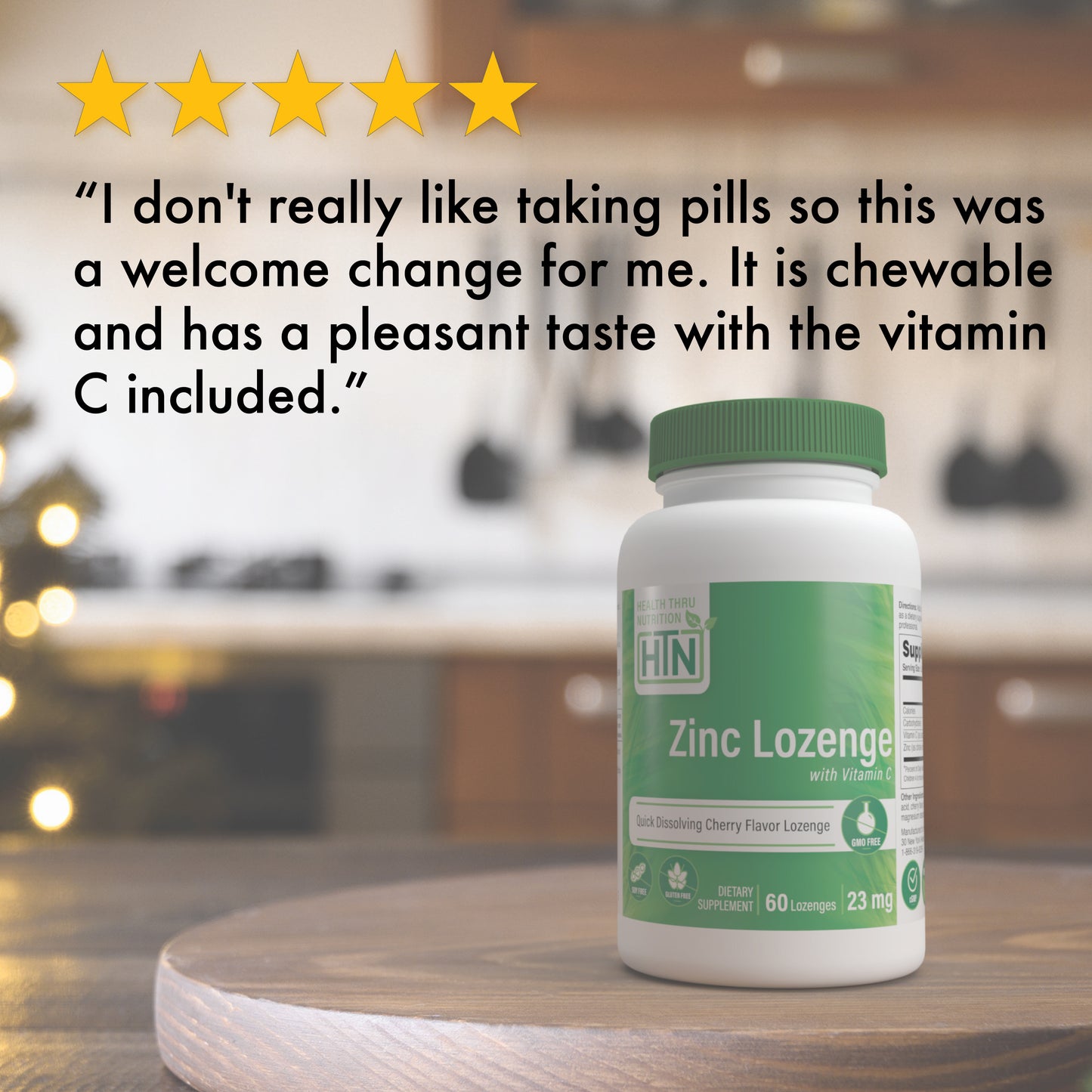 Zinc Lozenge 23mg with Vitamin-C Cherry Flavor 60 Lozenges