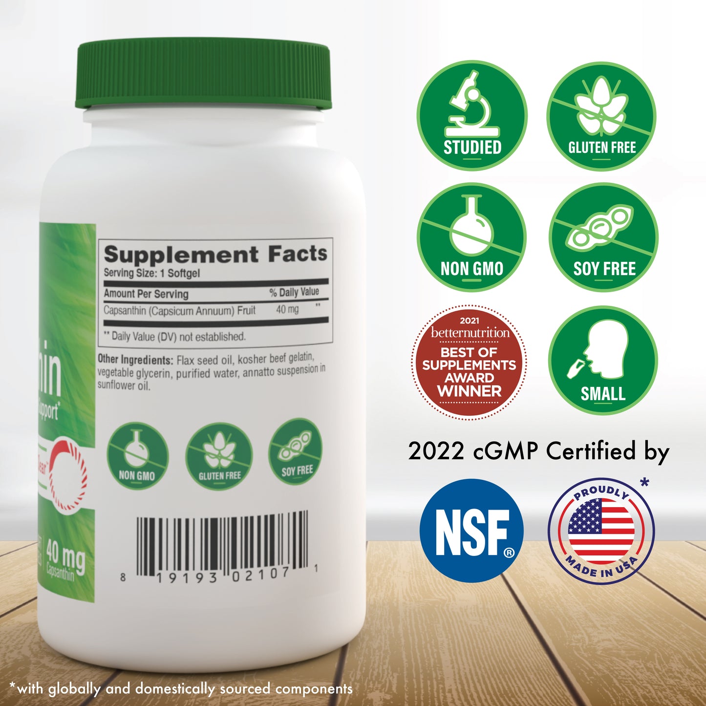 Capsanthin 40mg as Capsiclear™ Healthy Vision Support 30 Softgels