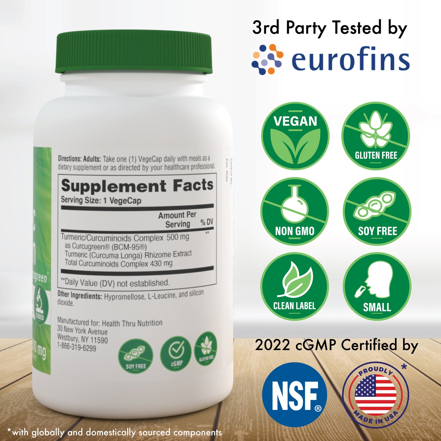 Turmeric Curcumin Complex 500mg as BCM-95® Curcugreen®