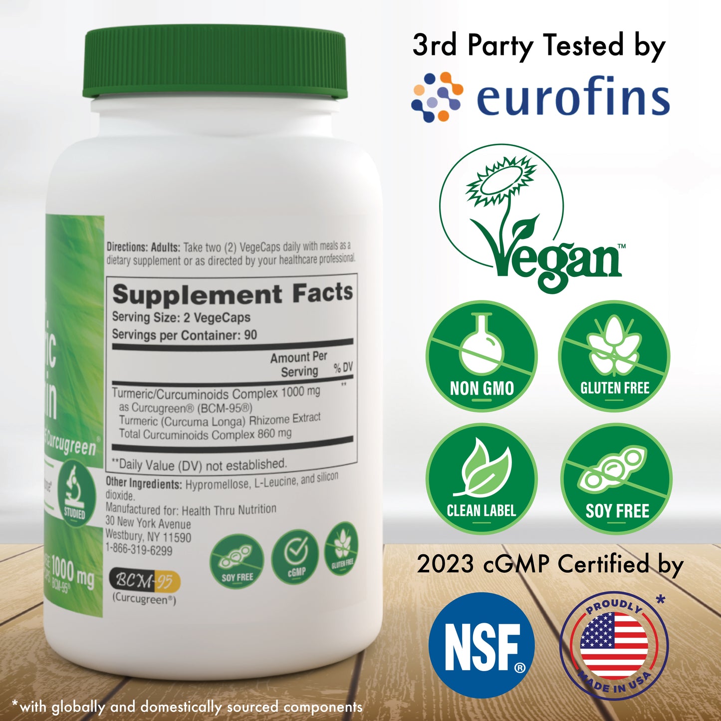 Turmeric Curcumin Complex 1000mg as BCM-95® Curcugreen®