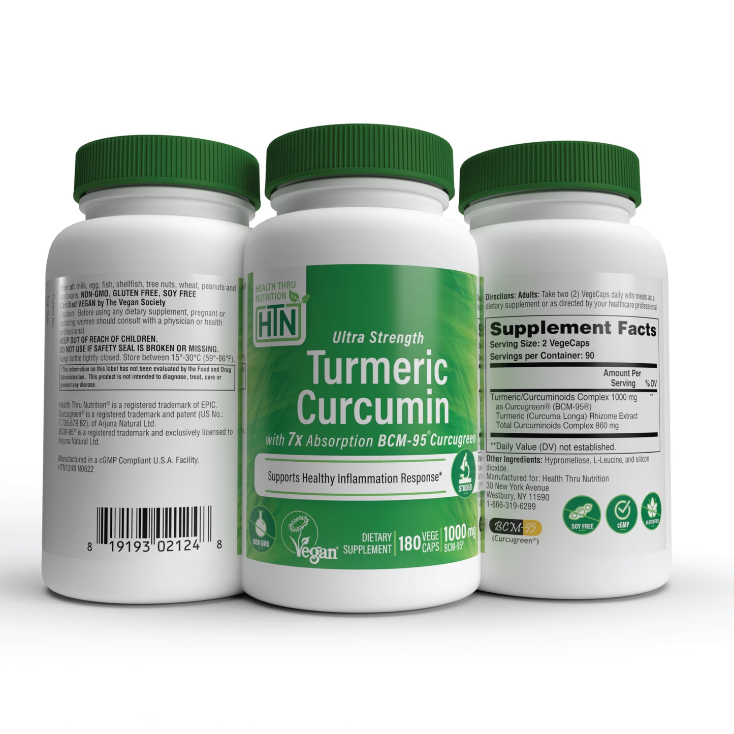Turmeric Curcumin Complex 1000mg as BCM-95® Curcugreen®