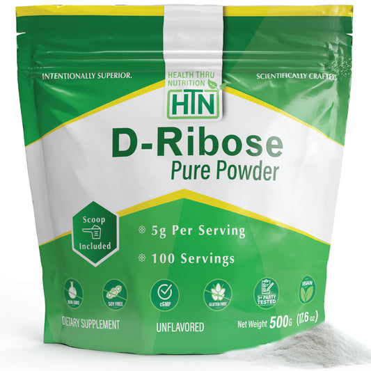 D-Ribose Pure Bulk Powder | Cellular Energy Support | Non-GMO Gluten and Soy Free 500g