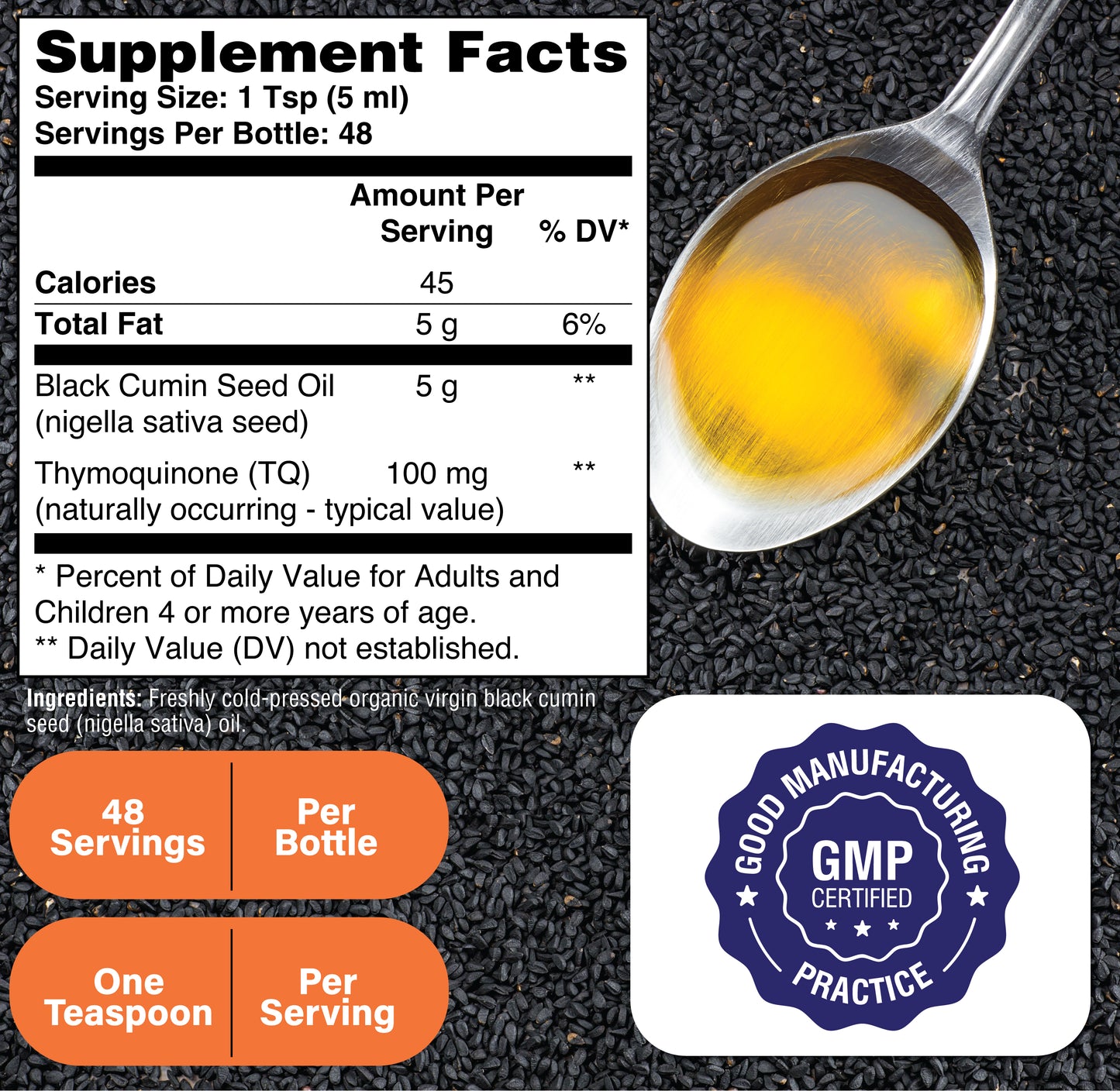 Black Seed Oil Liquid 2% Thymoquinone 240mL