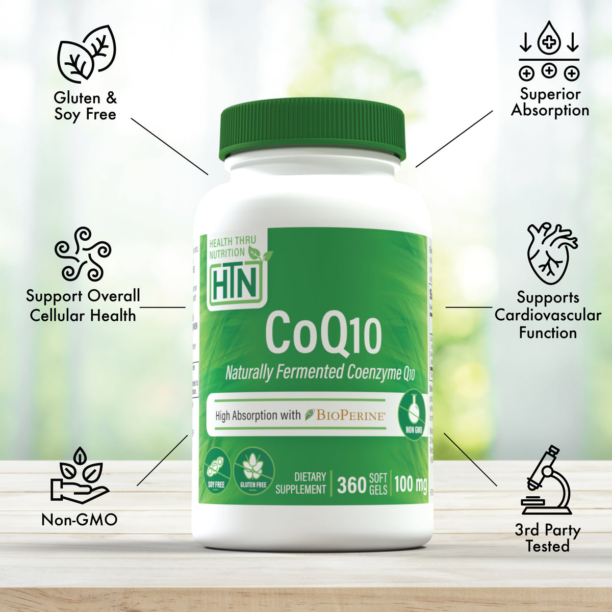 CoQ-10 100mg with BioPerine® – Health Thru Nutrition