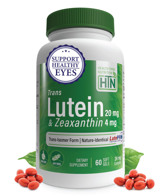 Lutein 20mg with Zeaxanthin 4mg | Trans-Isomer Marigold Extract in Nature Identical 5:1 Ratio | Supports Healthy Eye, Skin and Brain | Non-GMO Soy & Gluten Free