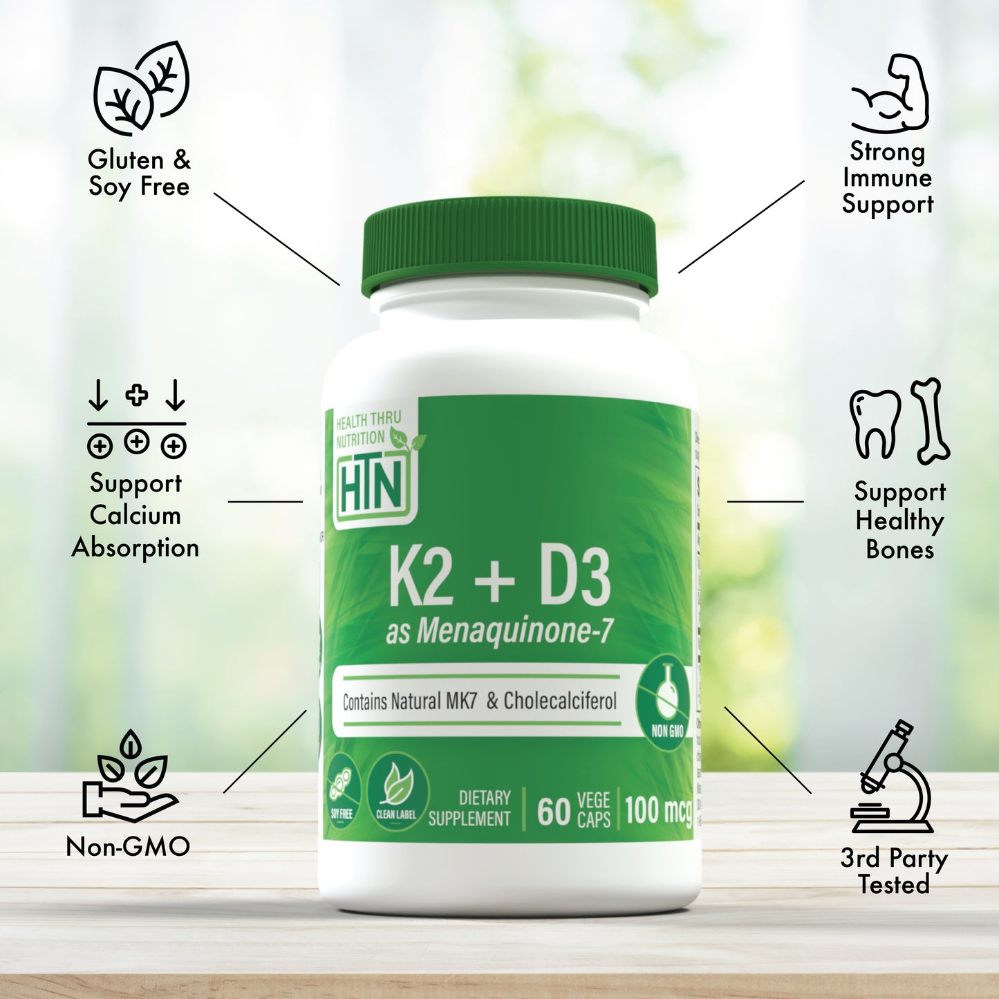 Vitamin K2 + D3 60 Vegecaps