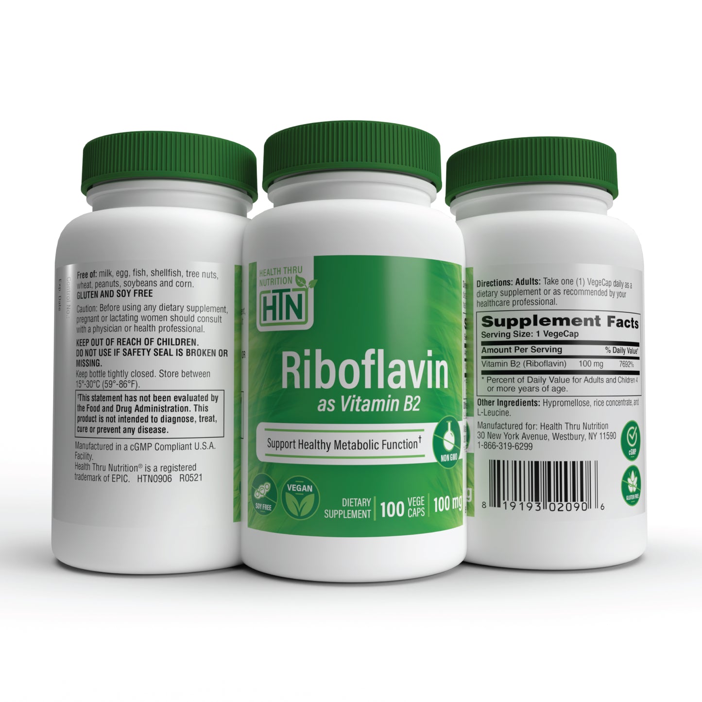 Riboflavin (Vitamin B2) 100mg 100 Vegecaps