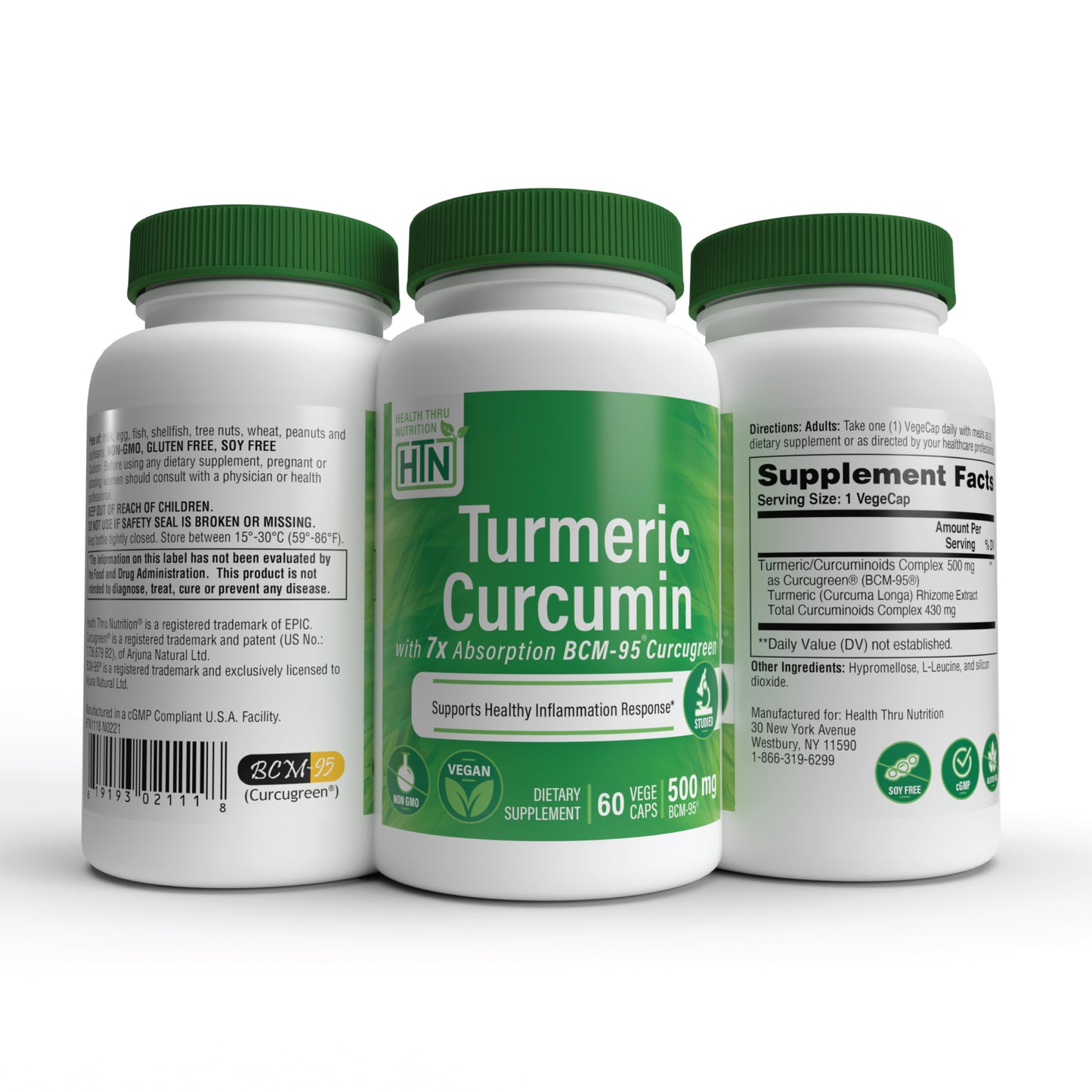 Turmeric Curcumin Complex 500mg as BCM-95® Curcugreen®