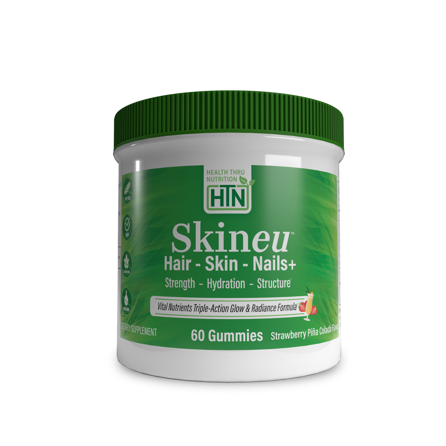 Skineu Hair, Skin & Nails+ 60 Strawberry Pina Colada Flavor Gummies